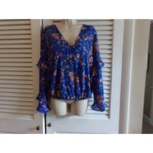 Max Studio boho coquet‎ retro blouse M Floral ruffles Feminine